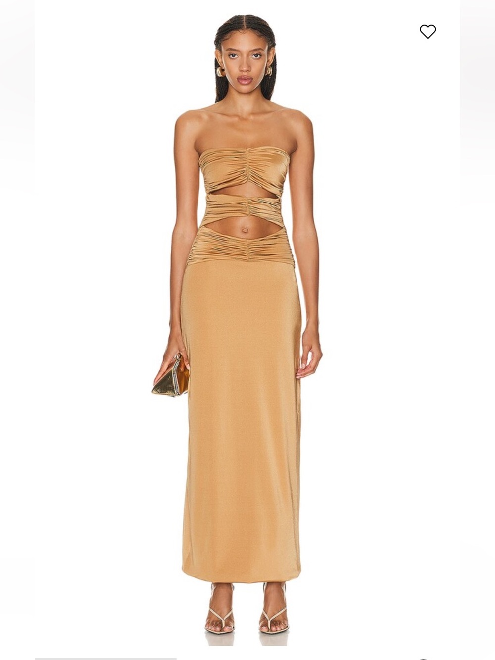 Maygel Coronel Dorato Dress Gold Long Maxi Strapless size S $420